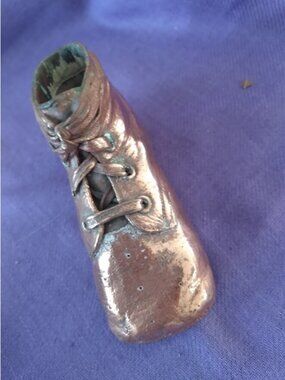 Bronzed Leather with Laces Baby Shoe 1930-1940 Vintage